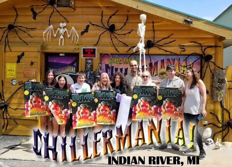 The outside of the Chillermania! building in Indian River, Michigan