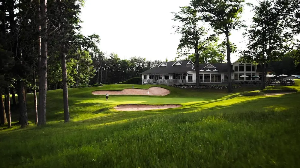 A view of number 9 green and the clubhouse at Indian River Golf Club.