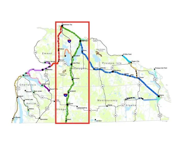 A map of the North Country State Trail