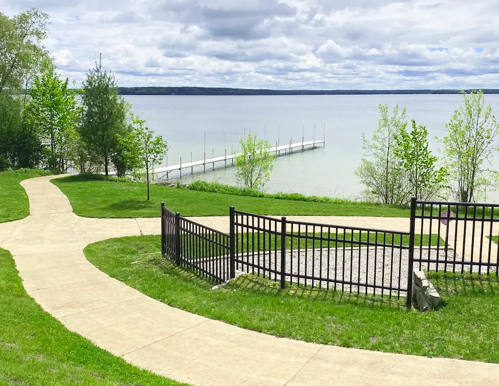 A beachfront park overlooking Mullett Lake in Topinabee, Michigan